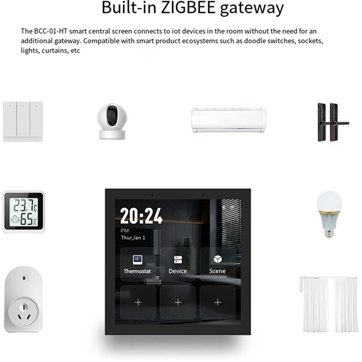 Promotion Tuya Smart ZigBee Central Control Screen Controller LED Touch Screen Smart Control Panel