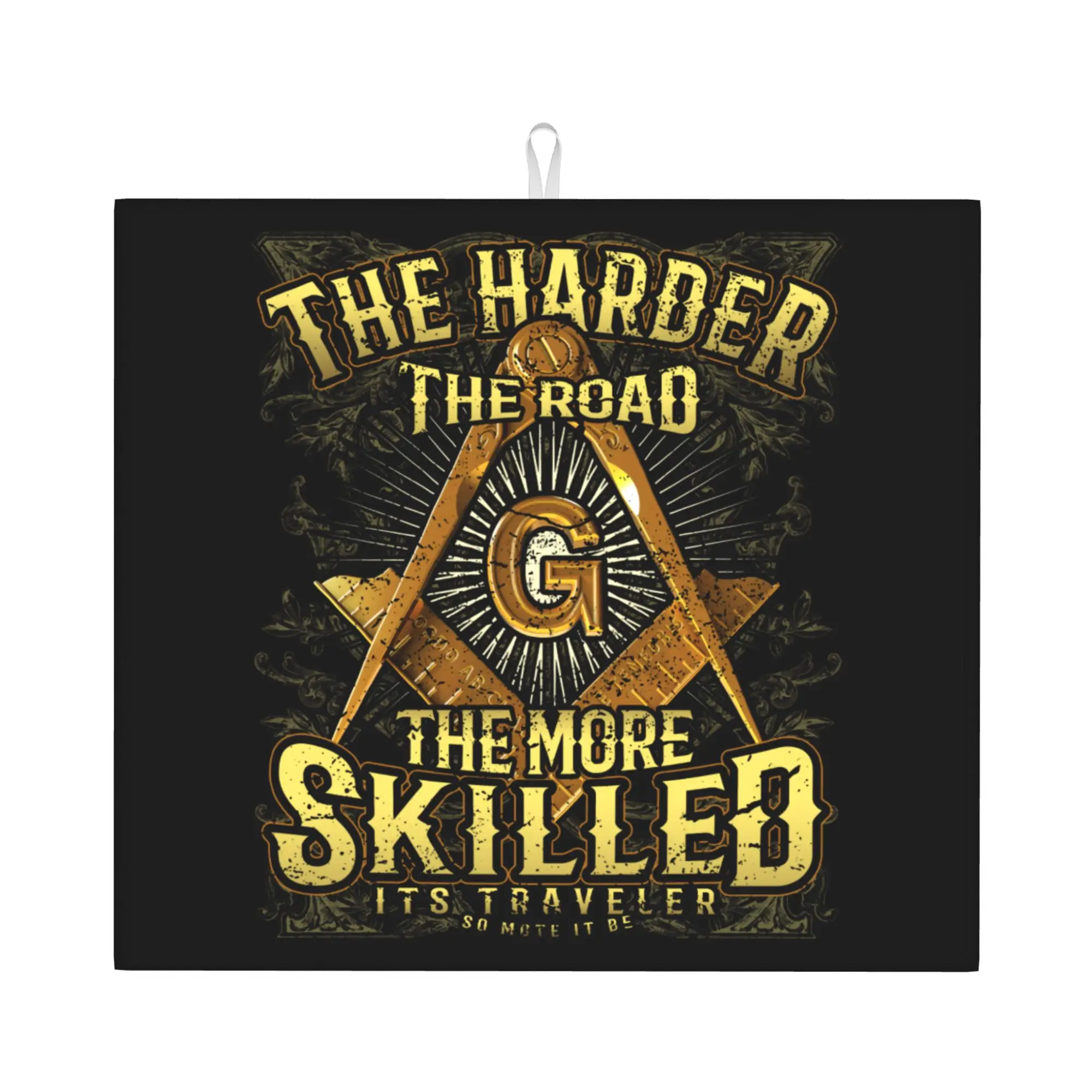 Harder Road Square & Compass Masonic Freemason Non Slip Kitchen Counter Protector Mat Barware Tableware Reusable Mat For Kitchen