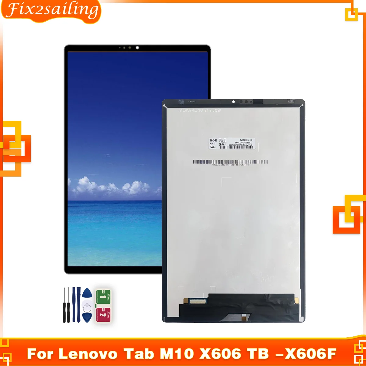 Substituição do conjunto do digitador da tela táctil, exposição do LCD, aba M10 de Lenovo, FHD mais, TB-X606F, TB-X606X, TB-X606, 10.3"