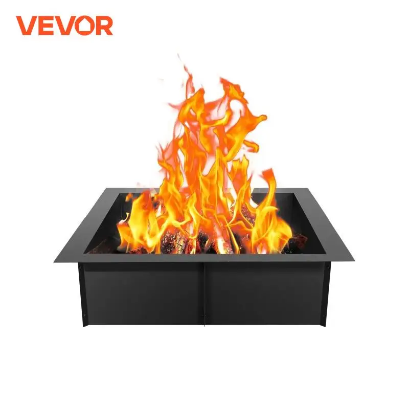 

VEVOR Fire Pit Ring 36x36 in Outer/30x30 in Inner Diameter 10inch Height Square Fire Pit Insert for Outdoor Camping Bonfires