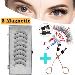 5 Magnetic Eyelashes 3D False Eyelashes Mink Eyelashes Makeup Eyelash Extension Tool Natural Thick Long Eyelashes