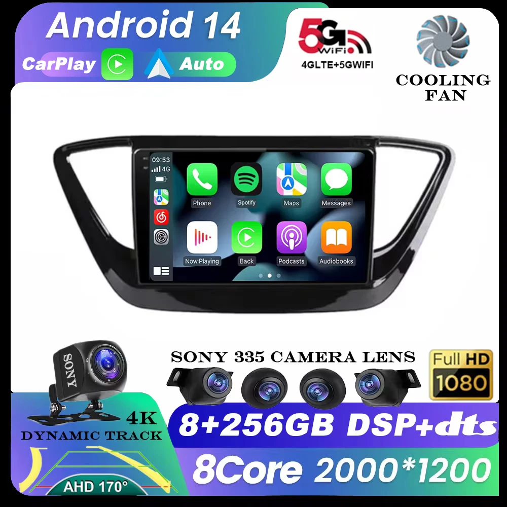 

Android 14 Car Radio For Hyundai Solaris 2 Verna Accent 2017 2018 2019 2020 Multimedia Stereo Player Navigation GPS Head Unit BT