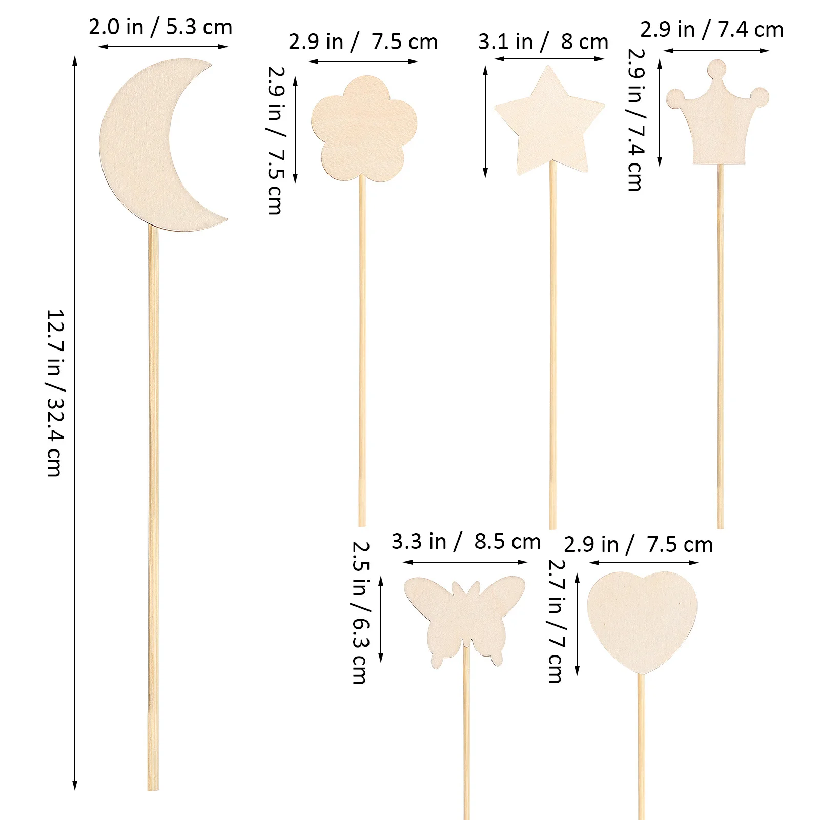 ชุดไม้กายสิทธิ์เจ้าหญิง 1 ชุด งานฝีมือระบายสีไม่เสร็จ ไม้เปล่า ติดเพชร สำหรับเด็ก งานวันเกิด ของตกแต่งงานฝีมือ