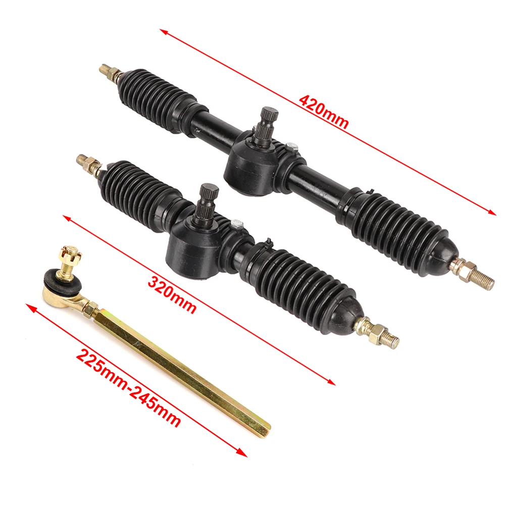 

Adjustable 320mm/420mm Go Kart Steering Rack Pinion 30T Shaft Tie Rod Kit For 110cc 125cc ATV UTV Buggy Quad