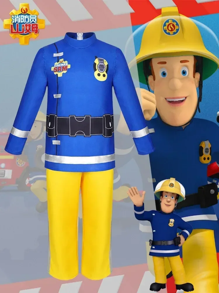 

2026 Costume de Cosplay Sam le Pompier pour Enfant, Tenue de Spectacles, Déguisement d'Halloween, Cadeau de ixd'Anniversaire