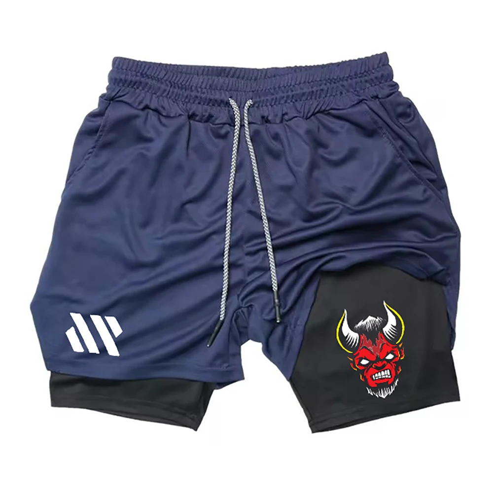 2025 الرجال السراويل الرياضية اثنين في واحد تنفس عادية التجفيف السريع طبقة مزدوجة السراويل الصيف تشغيل رياضية قيعان M-3XL