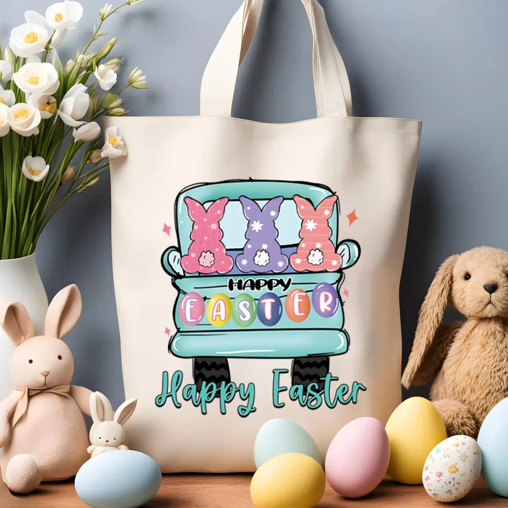 衣類用熱転写印刷パッチ、洗えるステッカー、イースタートラック、ウサギ、ニンジン、卵、6個