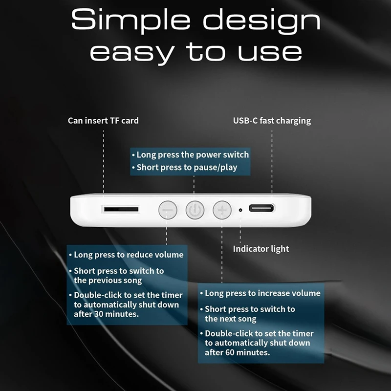 Bluetooth 5.2スピーカー,ホワイトノイズスピーカー,睡眠マシン,オルゴール,睡眠を改善するための枕の下