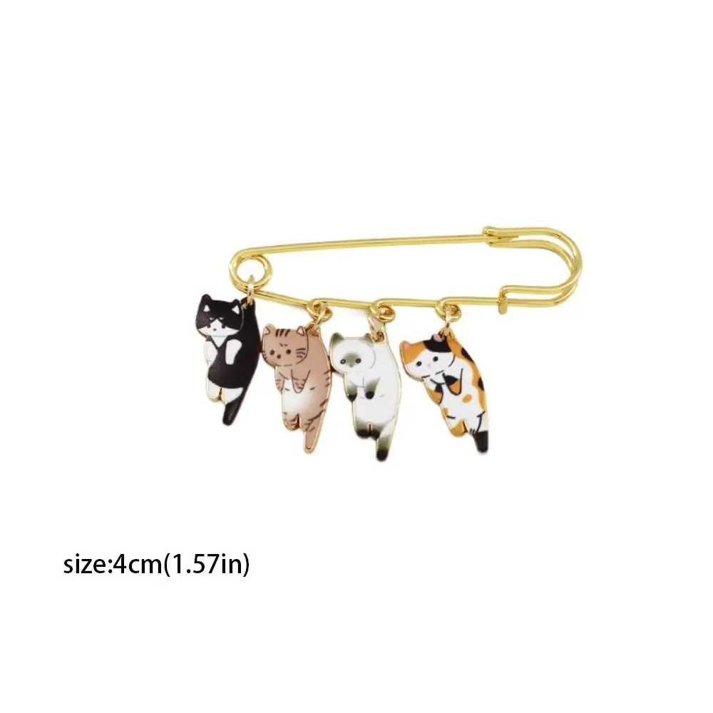 Electroplate Kawaii Enamel Cat Brooch Cartoon Alloy Anti-glare Geometric Lapel Pin Women