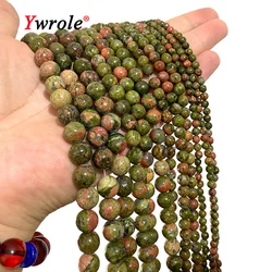 Natural Unakite Stone Beads 15'' Round Loose Smooth Gem For Jewelry Making DIY Bracelet Handmade Accessories 4 6 8 10 12MM