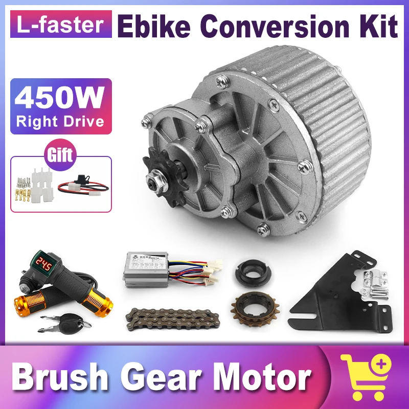 Ebike Freewheel Adapter, Thumb Throttle, Right Direct Brush Motor Conversion Kit, DIY Wheel, 26 