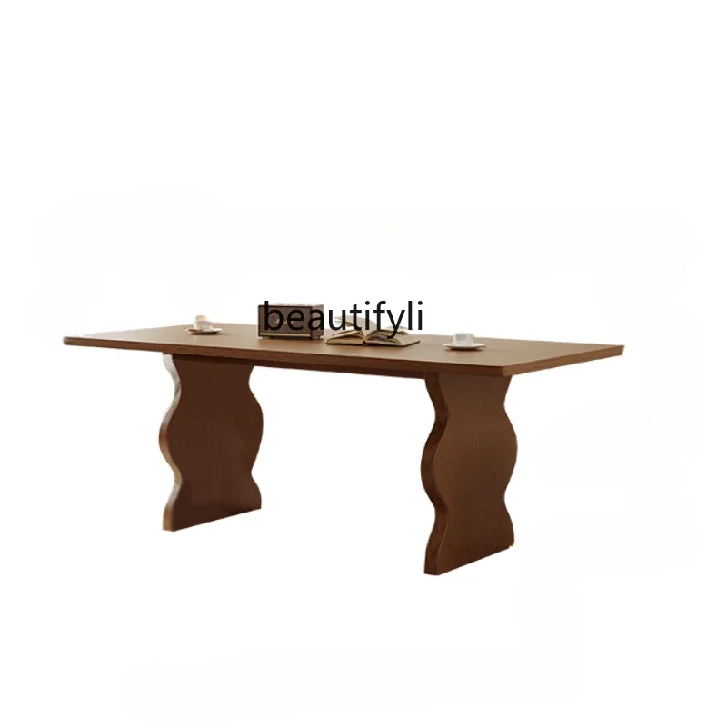 

xzqFrench Style Retro Dining Table Small Apartment Home Rectangular Pure Full Solid Ash Wood Dining Tables and Chairs Set