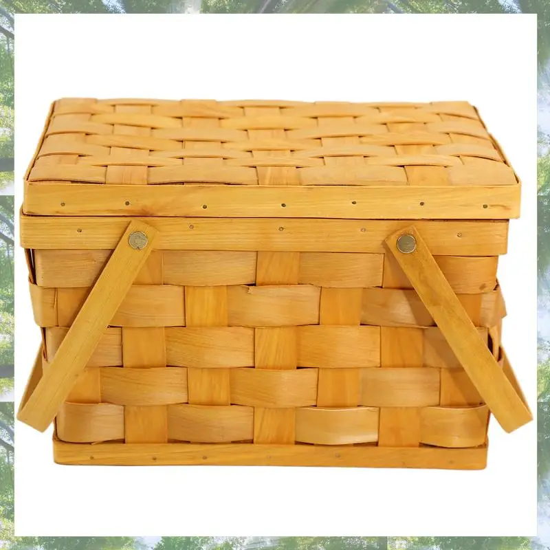 

2025 Trend France Style Picnic Basket Bread Baskets Hiking Storage Box Cake Table Decorating Food Photography Hand