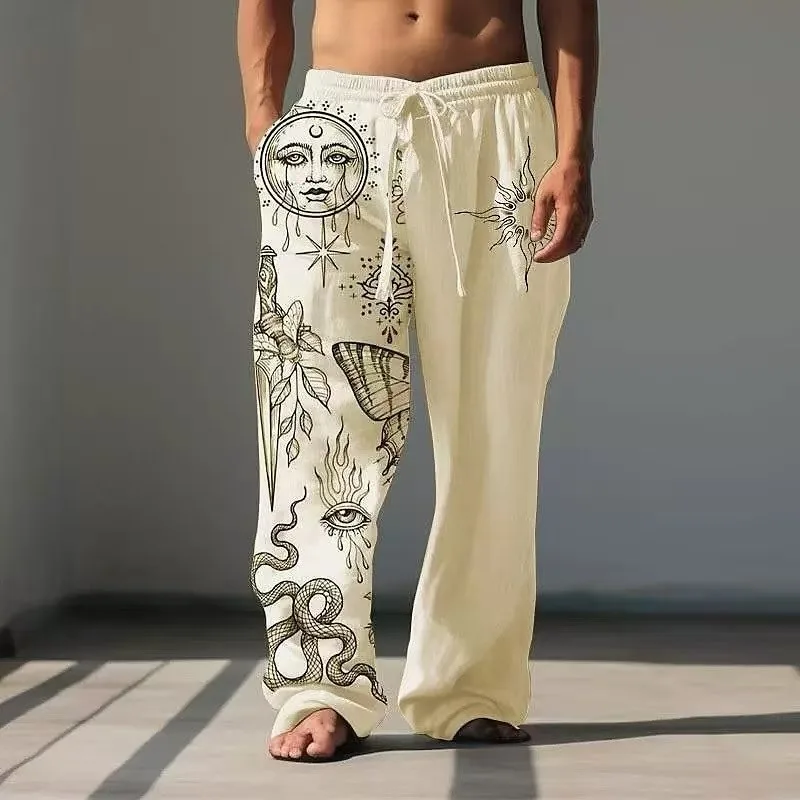 

Hip-hop punk fashion sweatpants American retro pattern design men loose casual pants couple gothic harrowland wide-leg pants
