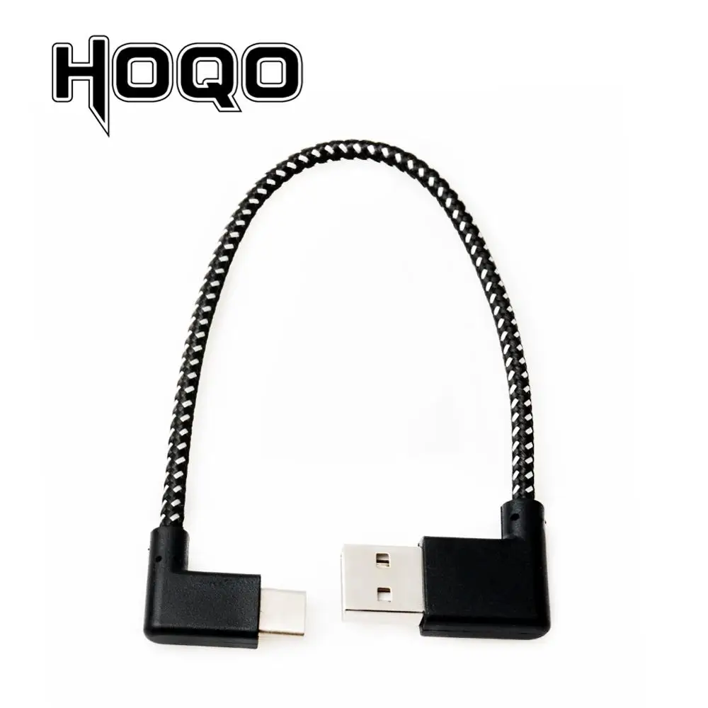 USB-c braided sheathed USB A male to Right Angle Type-c male USB 2.0 Cable Reversible Left Bend 90 Degree usbc Data power cable