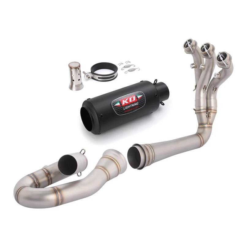 

For Zontes 703RR 2024-2026 703R 2025-2026 Slip On Complete Exhaust System Header Mid Link Pipe Muffler Tips Stainless Steel