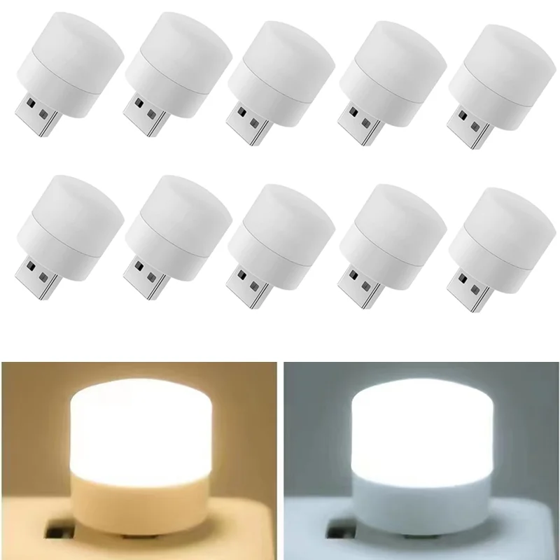 

10pcs Mini USB Plug Lamp 5V 1W Super Bright Eye Protection Book Light Computer Mobile Power Charging USB Small LED Night Light