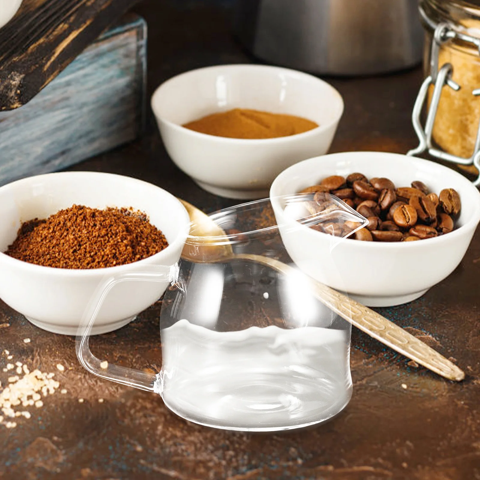 

Glass Milk Jug Multi Functional Coffee Milk Dispenser Butter Warmer Pot Small Beverage Pitcher Glass Creame Cup for Home Office