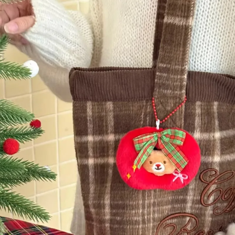 Christmas Plush Ornament Cute Cartoon Holiday Hanging Pendant Soft Embroidered Snowman Wreath Star Gingerbread House Apple Charm