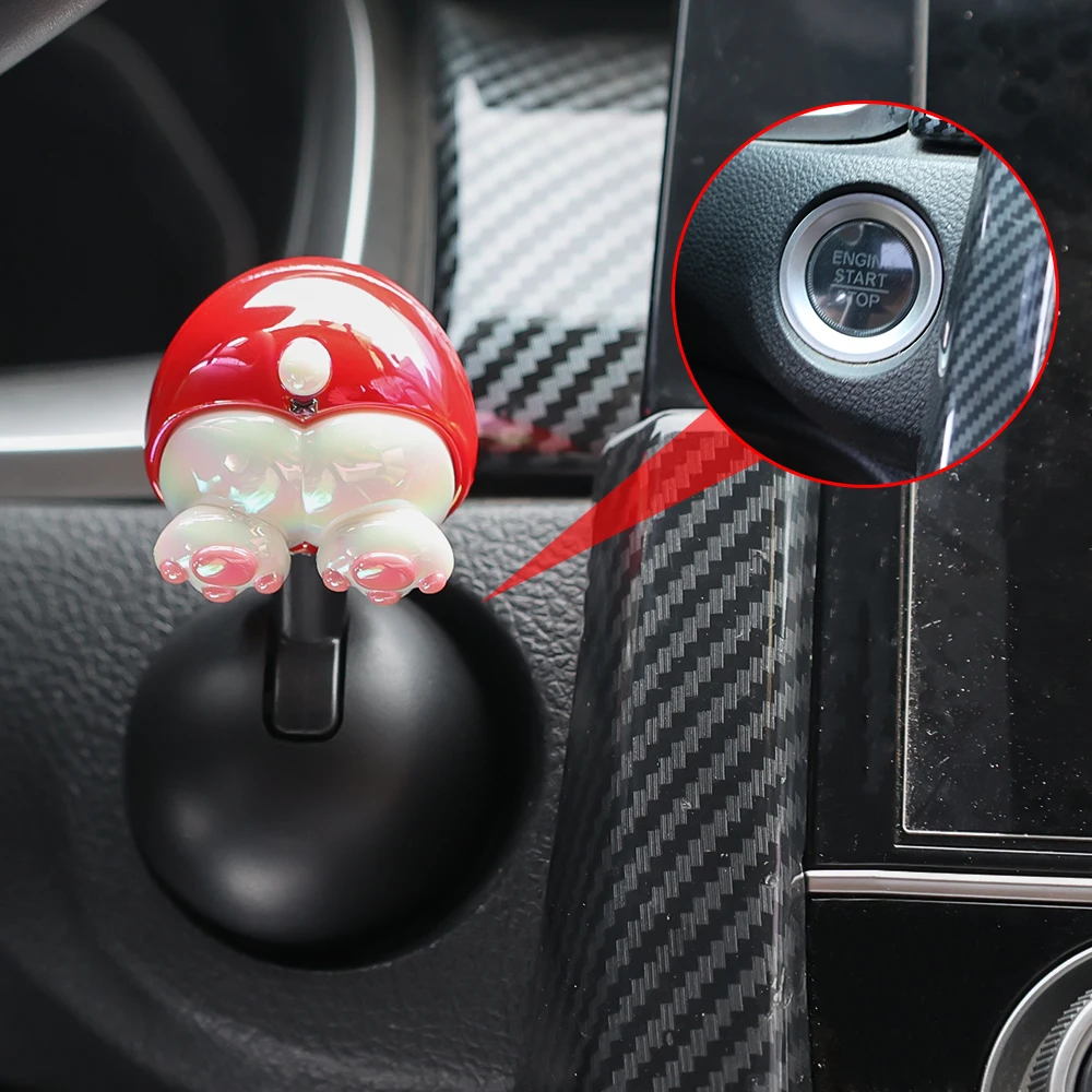 2024 Creative Car Start Stop Switch Button Lever Cartoon Push Start Rocker Cover Engine Button Decoration Car Interior Parts