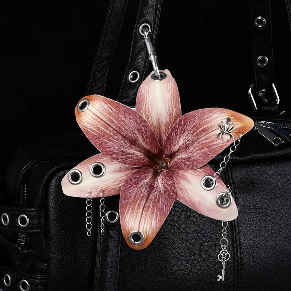 Hand-punched Flower Simulation Flower Keychain Exquisite Craftsmanship Orchid Flower Bag Keychain Orchid Keyring