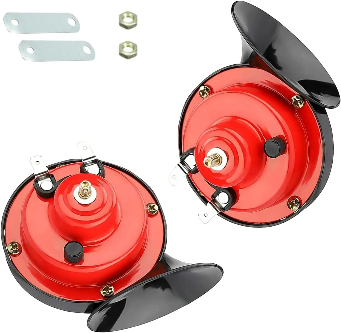 2 PCS 300DB Super Loud Train Horn, 12V Waterproof Electric Snail Double Horn, Car Replacement Kit for Motorcycle, Truck, Sedans