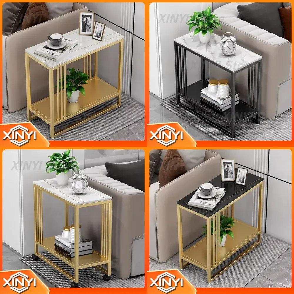 for Living Room Sofa Rock Slab Side Cabinet for Small Coffee Table Light Luxury Modern Marble Corner Table Mobile Side Table