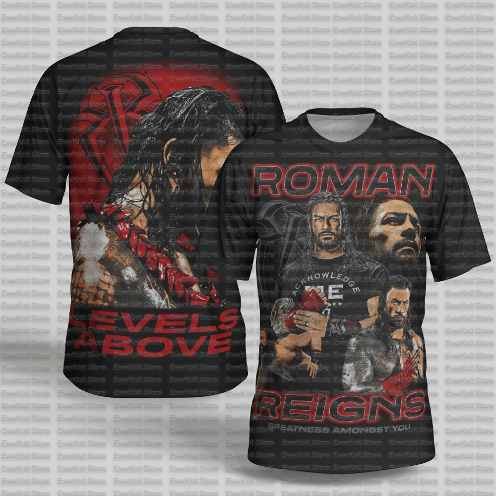 Camiseta Deportiva de Manga Corta para Hombre, Diseño Vintage de Roman Reigns, Estampado 3D, Secado Rápido, Informal para Uso Diario, Talla 5XL, Color Negro