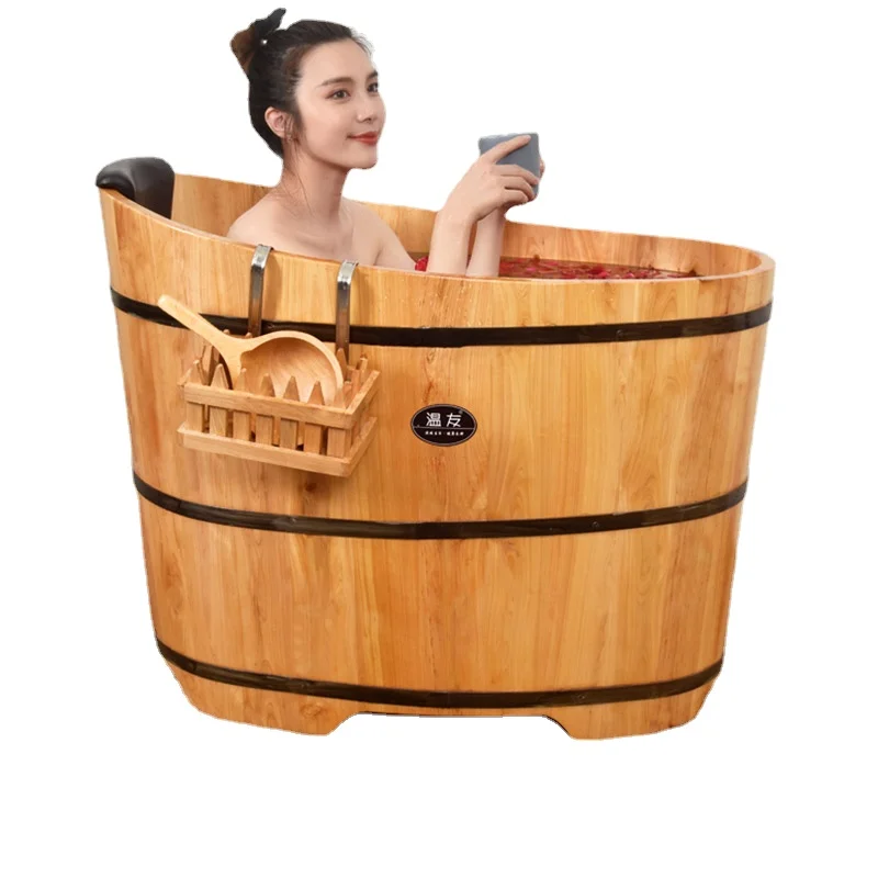 Xk Cedar Bath Barrel Home Full Body Adult Bathtub Bath Steaming Bucket