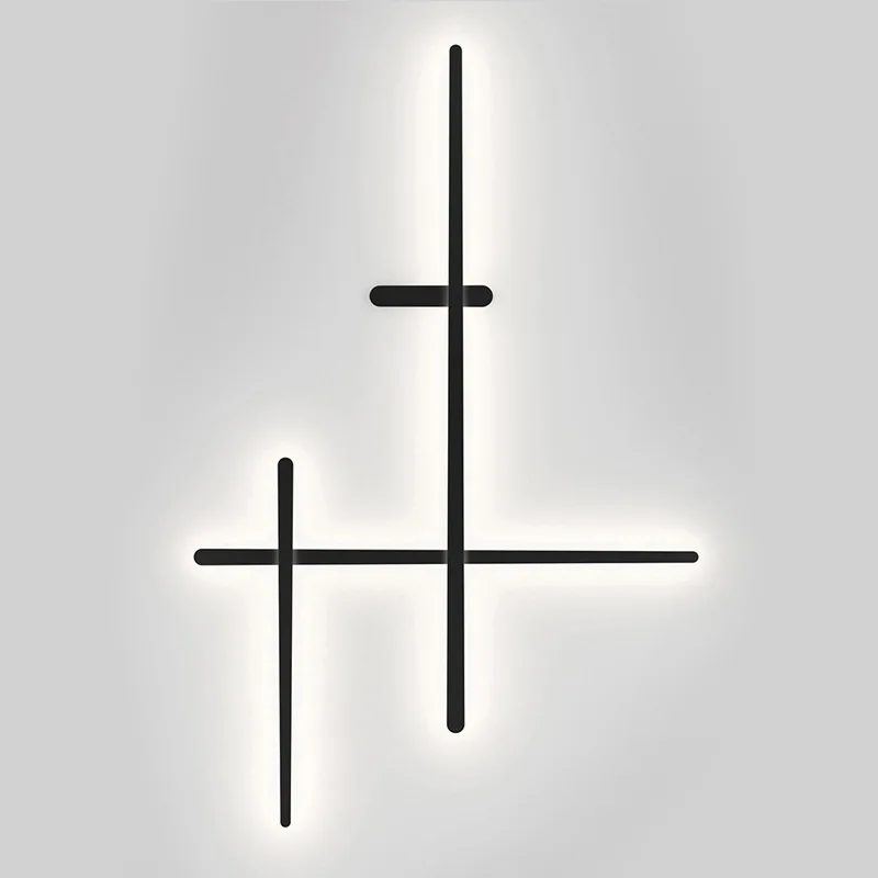 Nordic Minimalist Creativity Luxury Line LED Wall Light Irregular Black White Background Decoration Living Room Bedroom Hallway