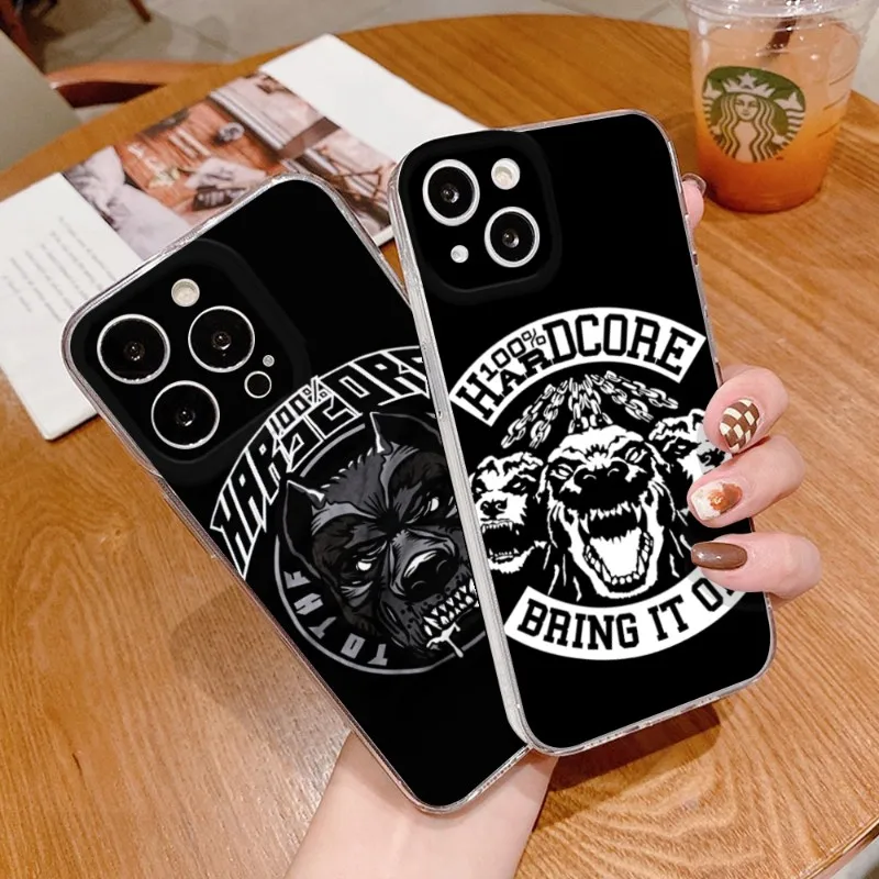 100 Hardcore Dog To The Bone Gabber Techno Phone Case FOR IPhone 14 13 12 11 Pro Plus X 13 Pro MAX XR XS MINI Transparent Covers