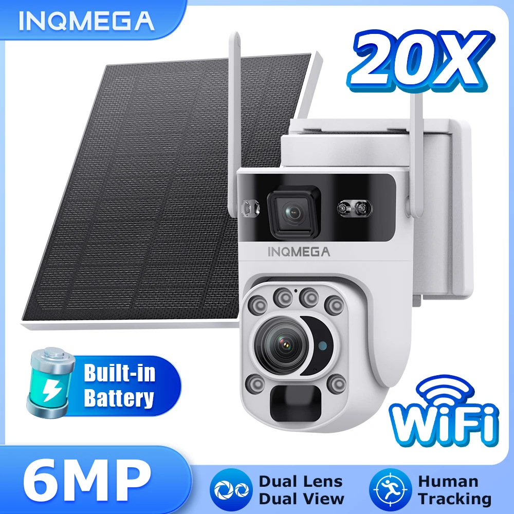 

INQMEGA 20X Zoom 4G Solar Camera Outdoor Dual Screen Dual Lens Recording Humanoid Tracking Outdoor WIFI PTZ Camera Waterproof