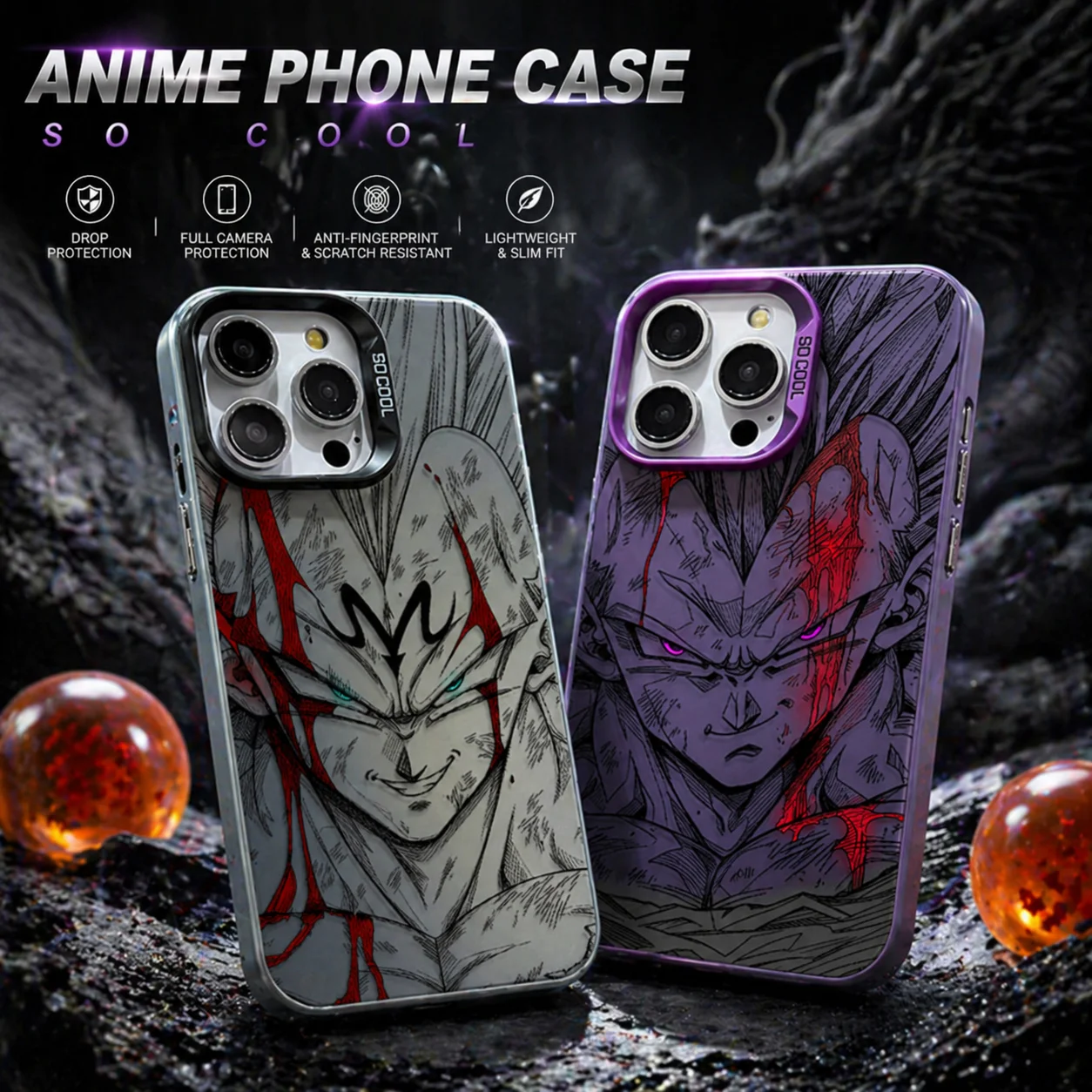 Funda Dragon Ball Vegeta Ultra Ego Anime Manga Blood para iPhone 17 Air X XS XR SE 2020 7 8 16 15 14 13 12 11 Pro Max Plus