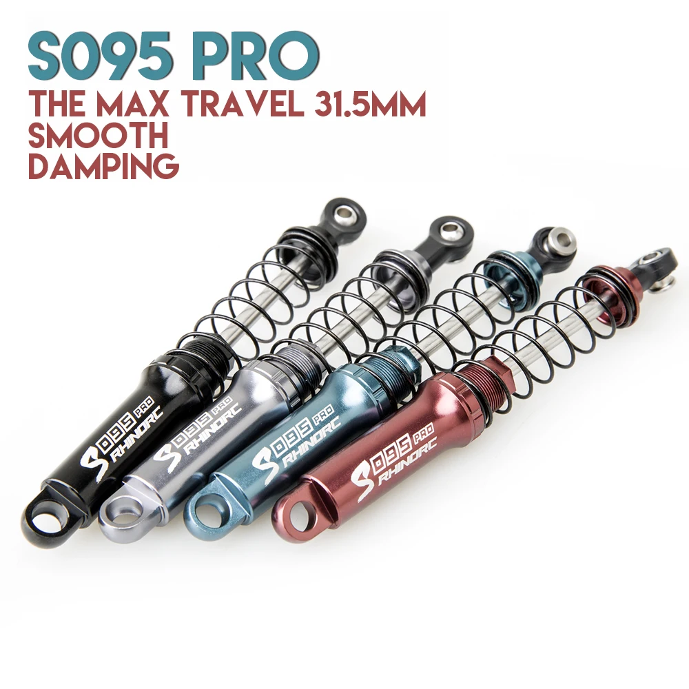 RhinoRC 95mm Crawling Shock Shock-Absorber max travel 31.5mm for 4lbs to 12lbs Smooth Damping No-leak