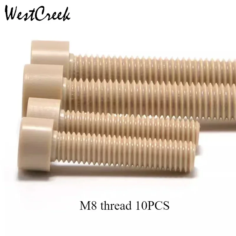 WESTCREEK M8 10pcs/lot PEEK socket head cap screw Hex Scoket PEEK Hexagonal polyether-ether-ketone Cap Screw Socket bolt