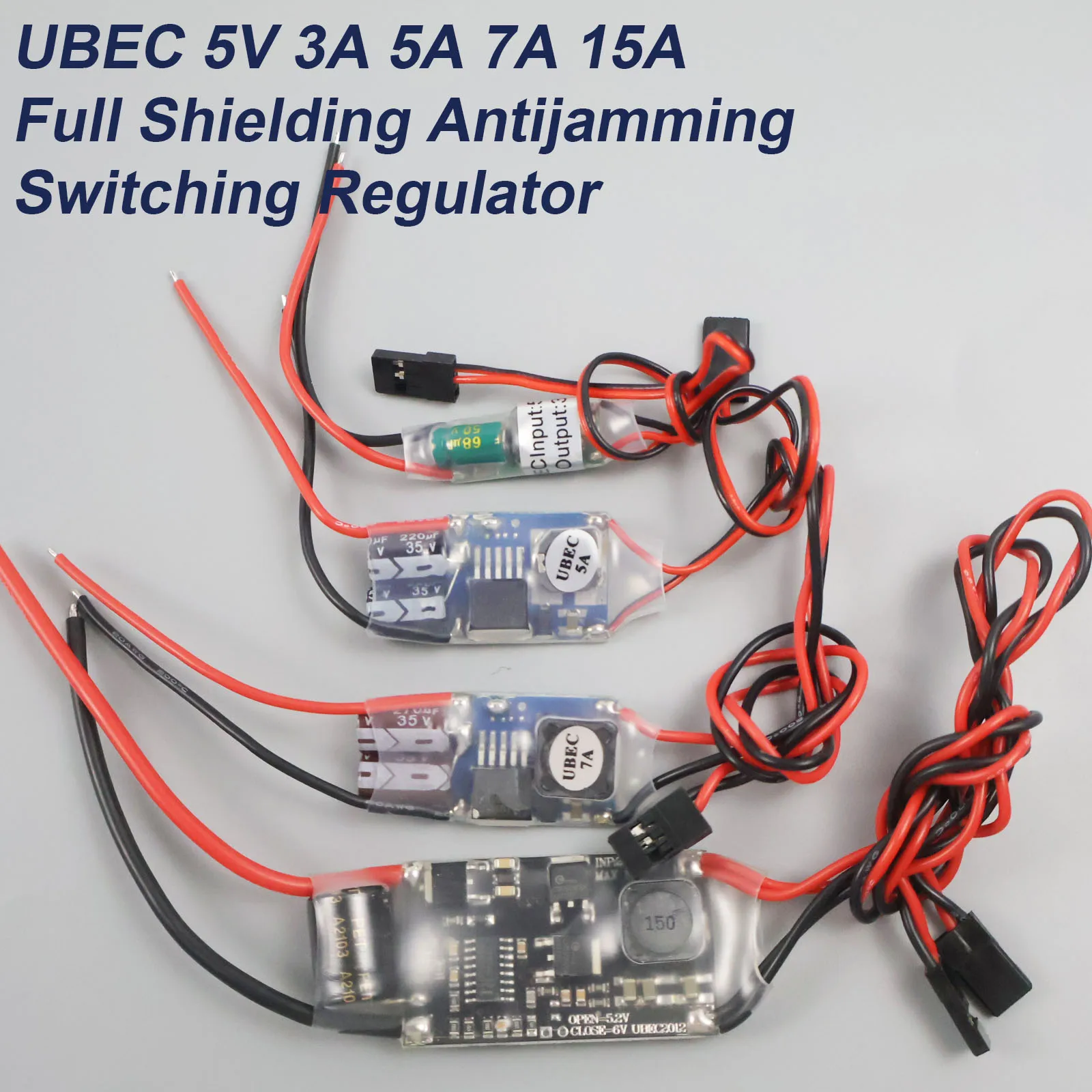UBEC 5V / 3A/5A/7A/15A UBEC BEC Full Shielding Antijamming Switching Regulator For FPV RC Drone Receiver Power Supply External