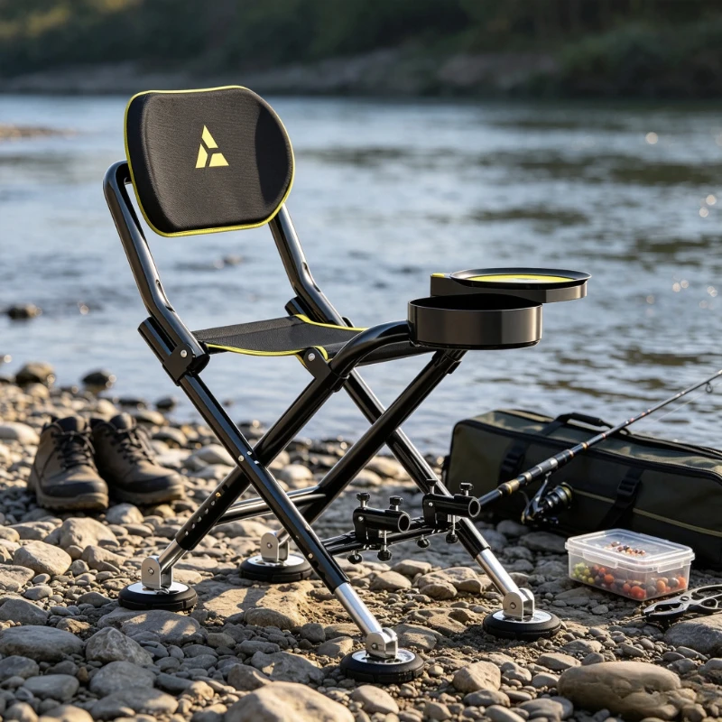 All-Terrain Fishing Chair, Adjustable Breathable Outdoor Seat for Anglers, Portable Lightweight Recliner for Wild Fishing Travel