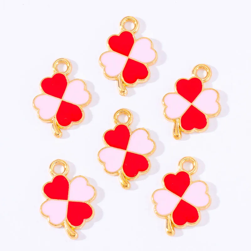 20Pcs Mixed Color Enamel Four Leaf Clover Lucky Pendant Creative Birthday Gift DIY Necklace Bracelet Earrings Charms For Jewelry
