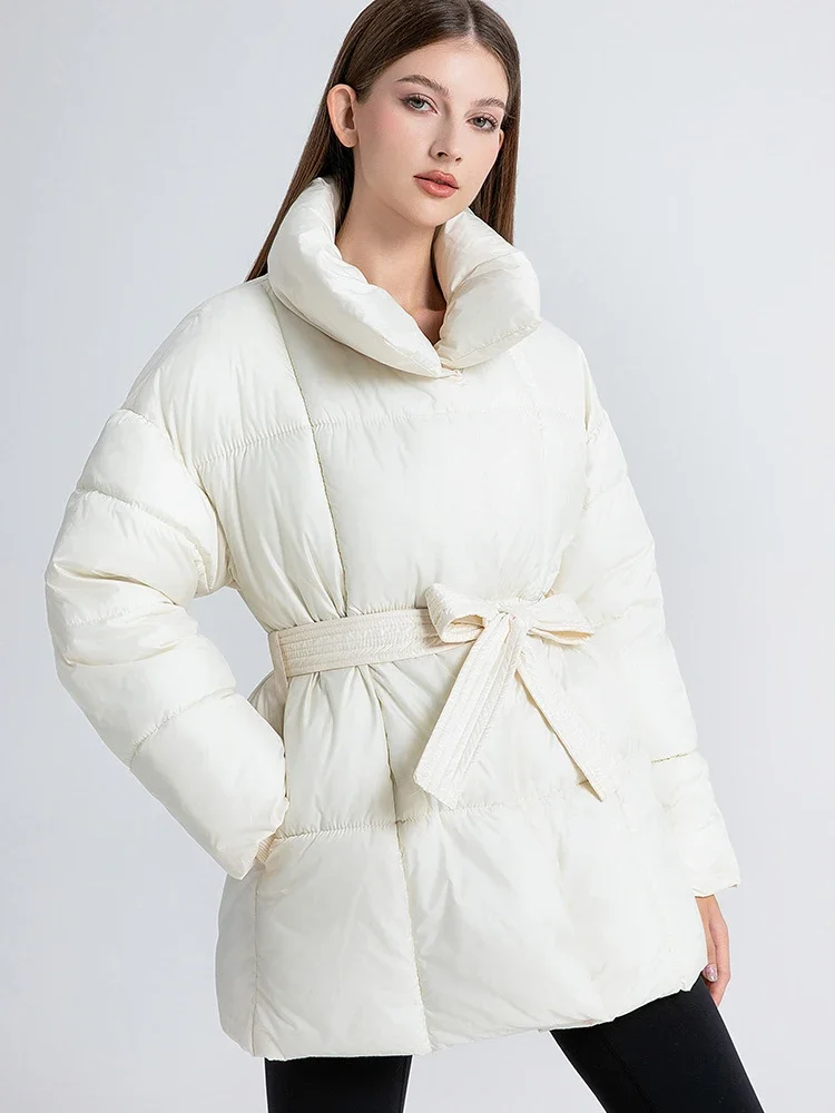 

Winter New Cotton Padded Puffer Coat Women Thicken Warm Pocket Snow Parka For Student Mid Length Winter Zipper Jacket Women