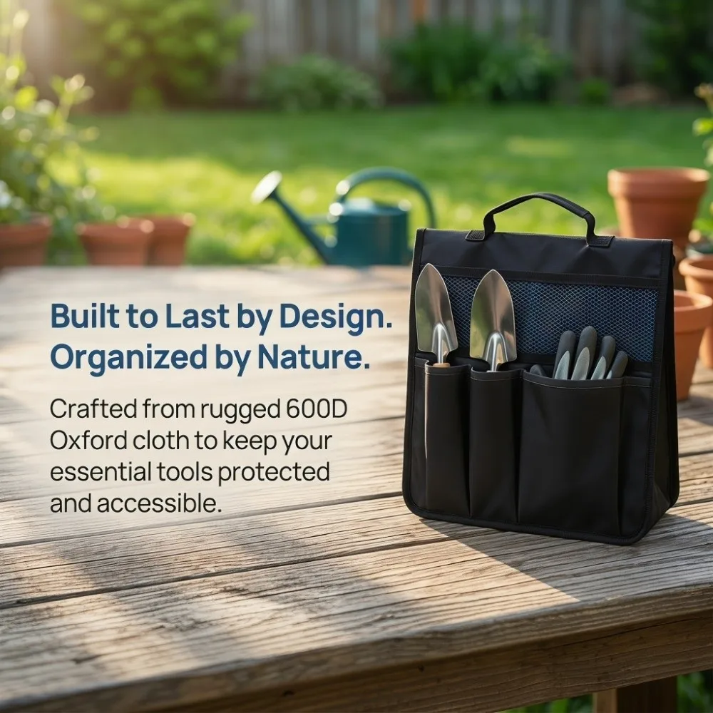 

600D Oxford Cloth Garden Stool Bag Portable Foldable Garden Stool Storage Pouch Black Heavy Duty Garden Kneeler Tool Bag