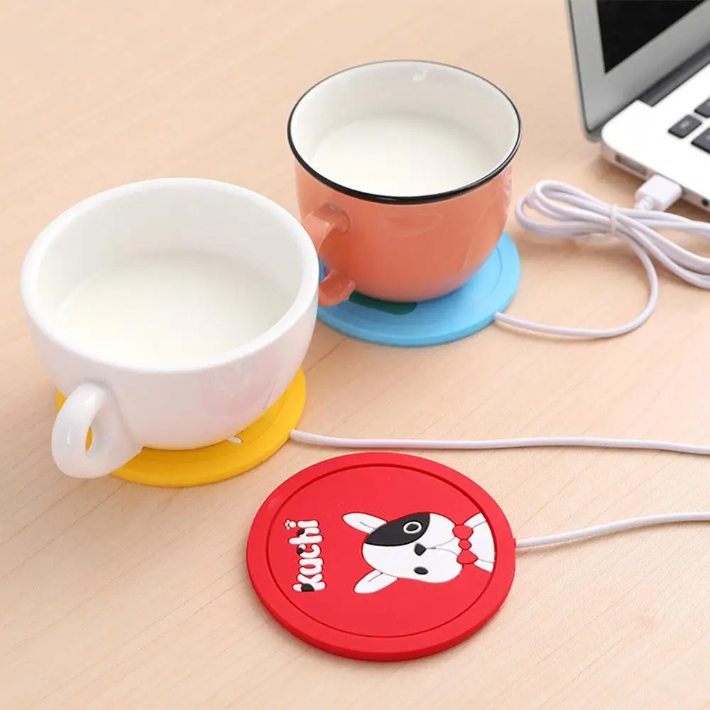 1/2/4PCS Cute Cartoon USB Warmer Thermostatic Coaster Heating Coaster Electric Heating Heated Mugs Office Drink Warmer Mat