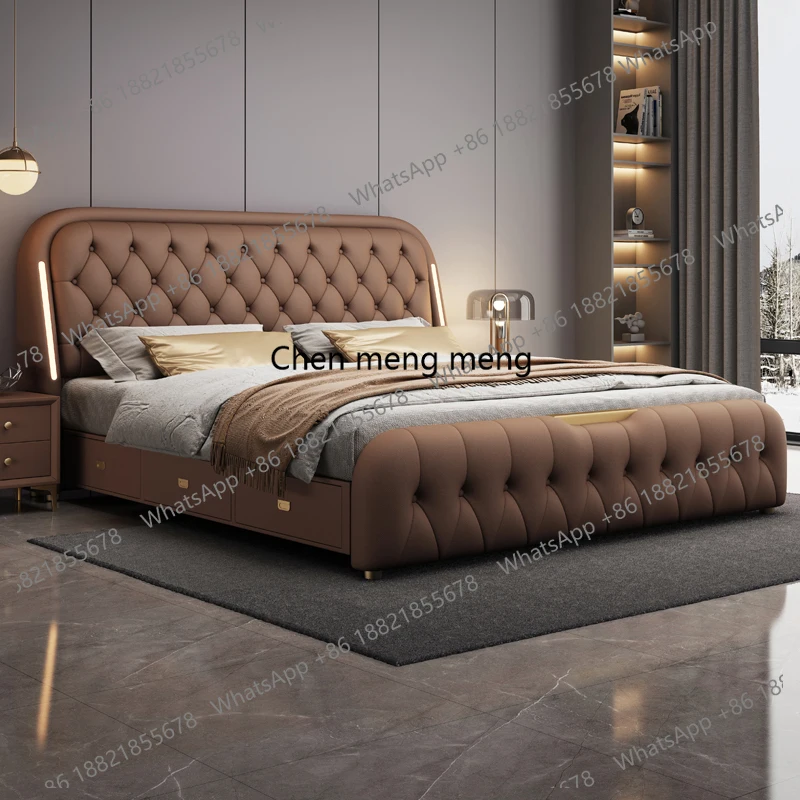 

Safe Leather Bed Multifunctional Storage Modern Human Dog Queen Floor Bed Simple Sleeping Letto Matrimoniale Trendy Furniture
