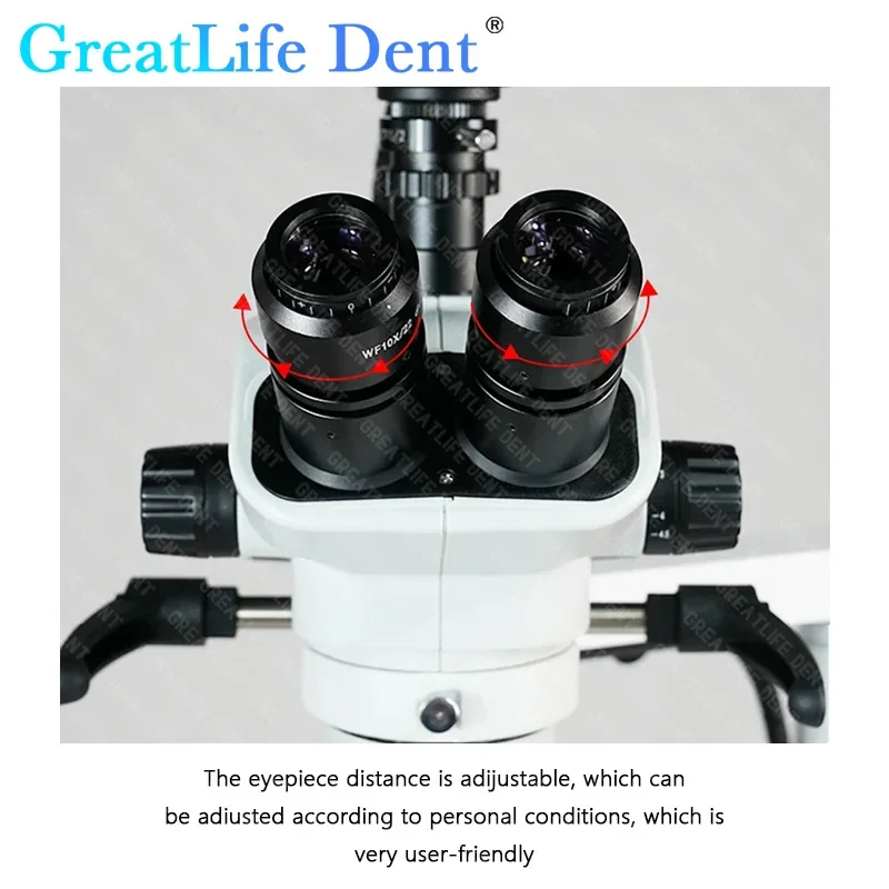 GreatLife Dent 3.35~22.5X Dental Equipment Microscope Root Canal Microscope With Camera Continuous Zoom For Dental Chair 45/51mm