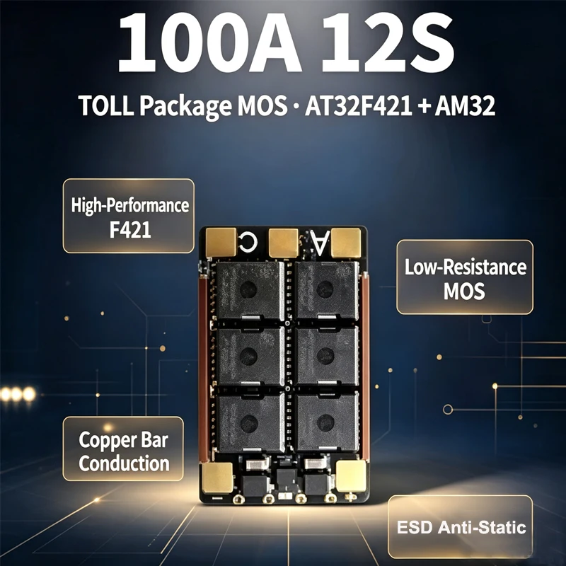 1Set 3S-12S 100A 32-Bit AM32 ESC AT32F421 Main Control 12V-52V High Voltage Brushless Motor Speed Controller for RC Airplane/Car