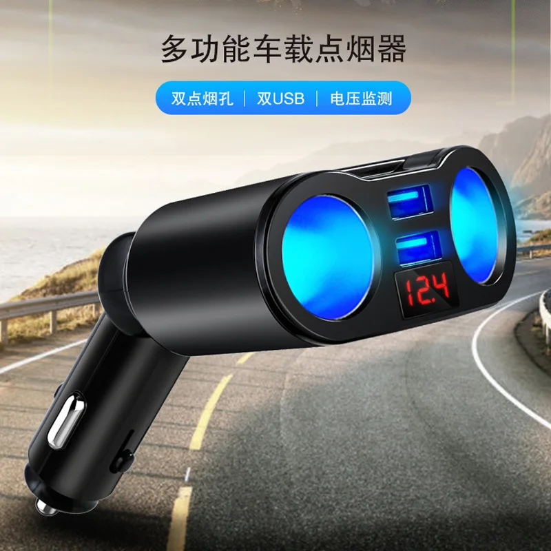 1 stücke Digital Display 120 W 2 Möglichkeiten LED Auto Zigarette Leichter Doppel Steckdose Splitter Adapter + Dual USB QC3.0 Schnelle Auto Ladegerät