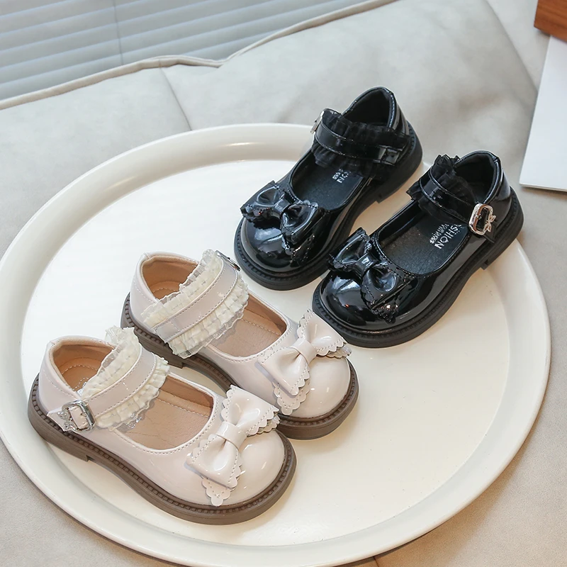School Uniform Shoes for Children 2025 New Autumn Toddler Mary Jane Flats with Bow Detail Soft Sole Princess Girls Party Shoes