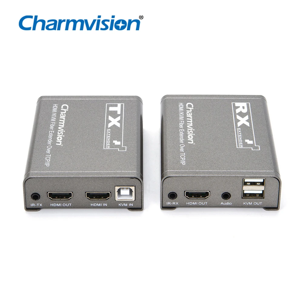 Charmvision EVO-1UH 20Km Fiber HDMI KVM Extender 4K 1080P SC FC HD Single Optic RX 3.5mm Audio Video Separation USB K/M Convert