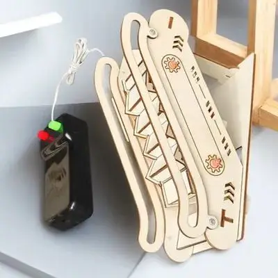 

DIY Electric Escalator Wooden Elevator Puzzle Small Science Experiment Building Kit Stem Educational Craft Electric Toy