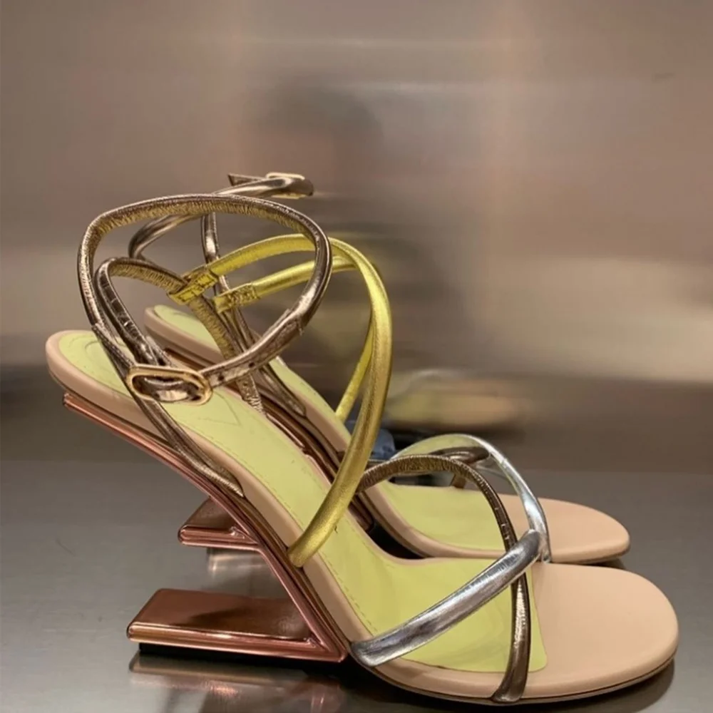 

Cross Tied Strage Style Sandals Sexy Square Toe All-Match Casual Size 34-39 Sexy High Heels Luxury Party/Wedding Shoes