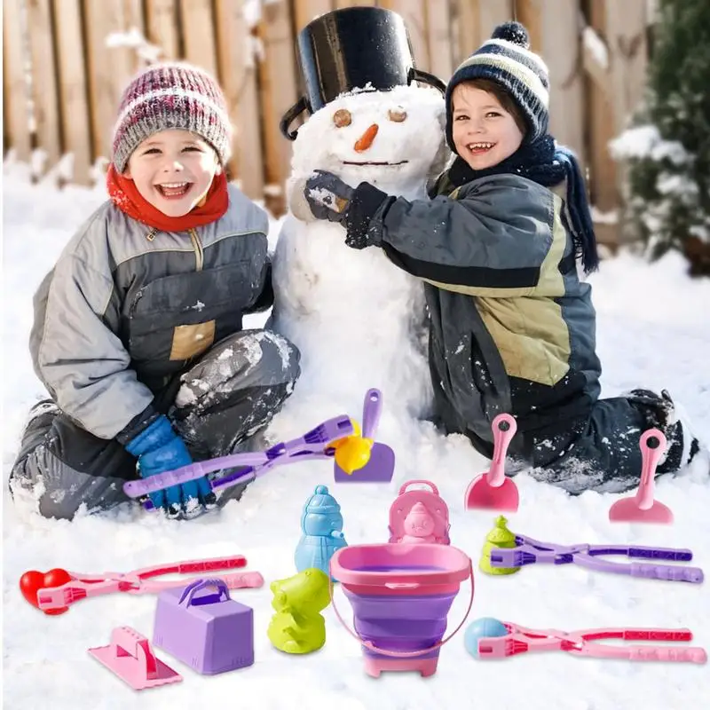 Snow Ball Maker For Kids 17X Cartoon Snow Ball Maker Clip Snow Ball Fight Clip Tools Outdoor Snow Game Toys Playing Snow For